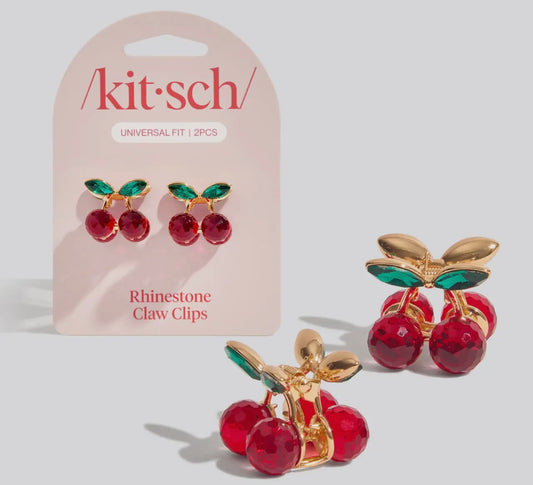 Cherry Rhinestone Claw Clips