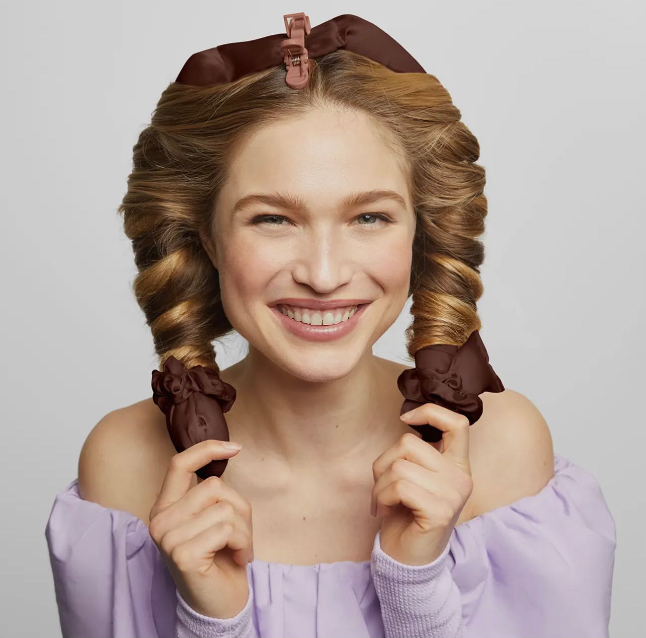 Xl Satin Heatless Curling Set - Chocolate